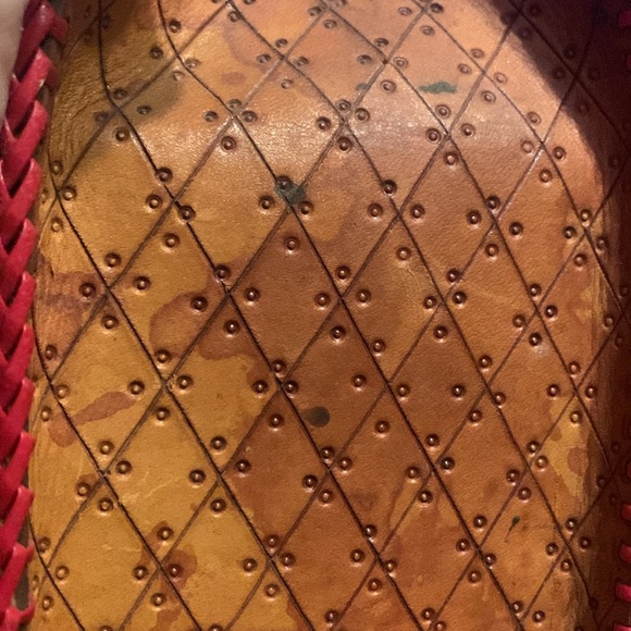 Vintage 1960’s “Butterfly” Hand tooled Leather Handbag 👜 red Stitching - Picture 5 of 12